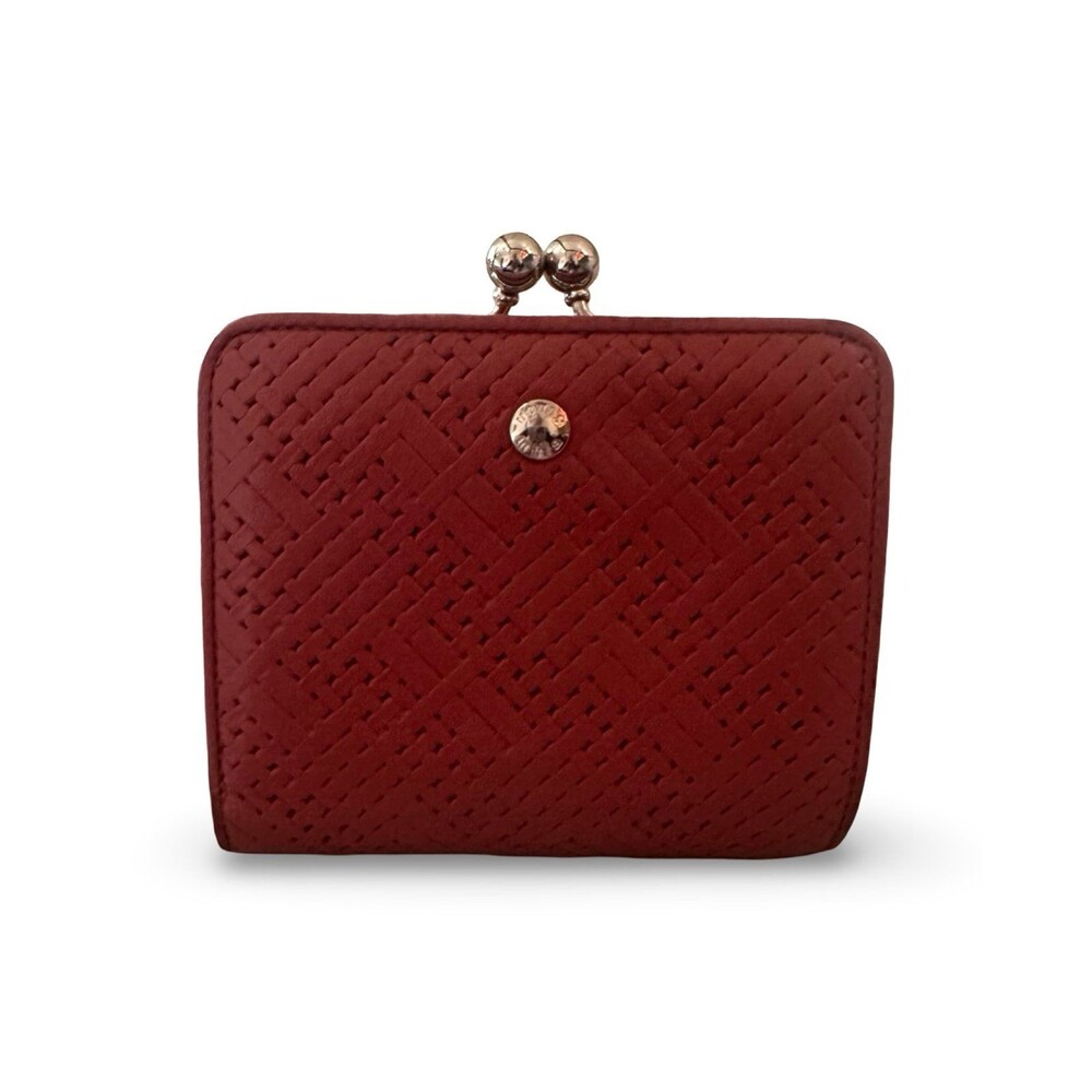 Mila Schön Italy ♥️Mauve Pink Textured Leather Bifold Clasp Wallet Soft